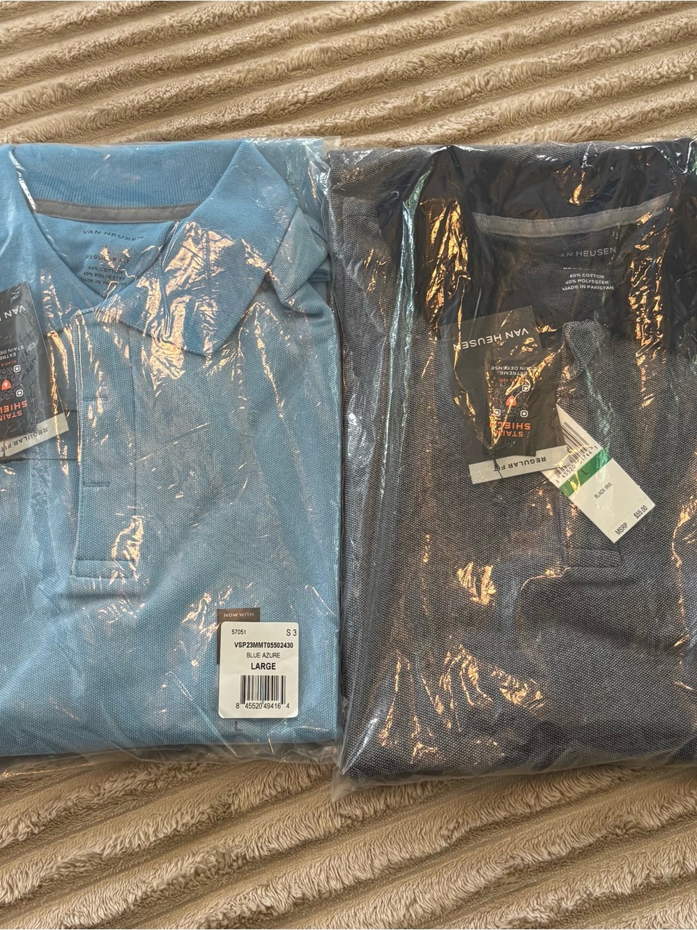 Van Heusen Men’s Light Blue and Charcoal Polo Pack